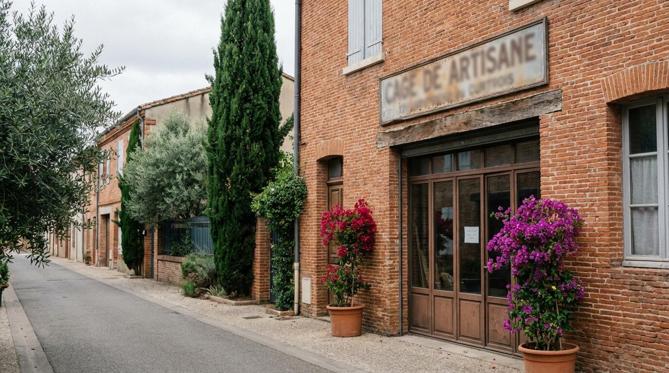Façade d'un commerce local typique du Sud-Ouest avec enseigne