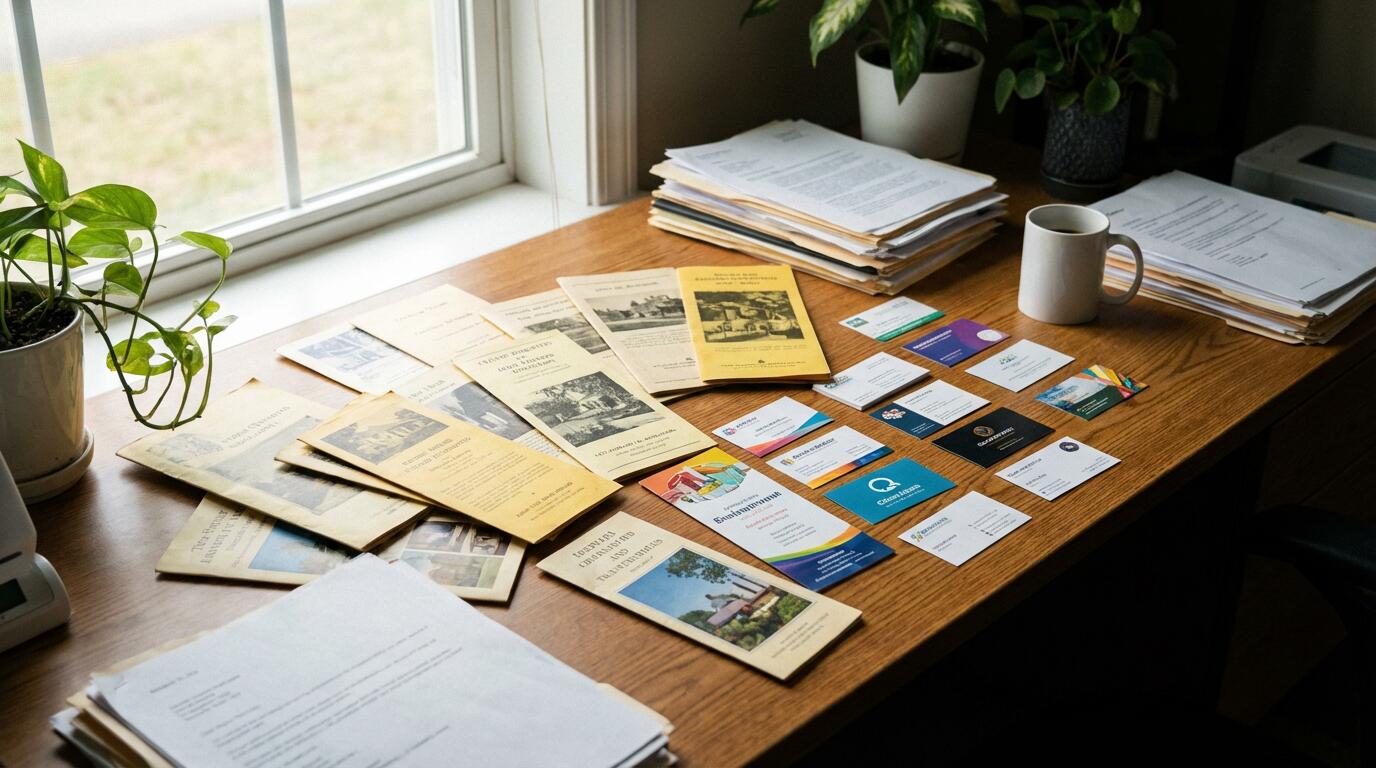 Bureau professionnel avec supports de communication anciens et modernes comparés