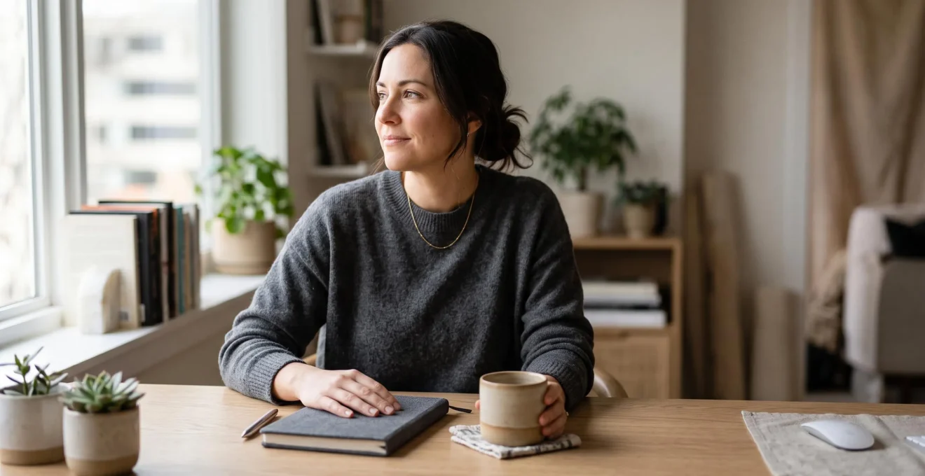 Photographe editoriale d'un createur de contenu concentre travaillant a son bureau, symbolisant la transformation d'une audience de lecteurs en clients