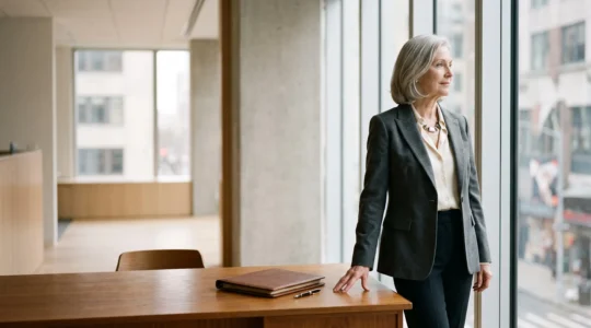 Un consultant expérimenté travaillant dans un bureau épuré et lumineux, symbolisant la transformation de son expertise en offre de conseil à haute valeur ajoutée