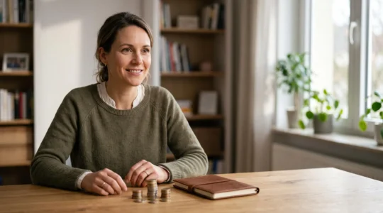 Entrepreneur satisfait analysant les résultats positifs d'une campagne publicitaire avec un budget limité