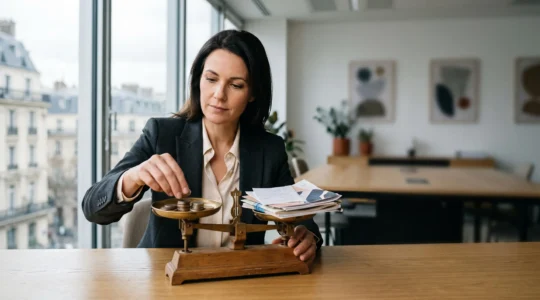Dirigeant de PME analysant sereinement des leviers fiscaux dans un bureau lumineux, symbole d'optimisation fiscale legale