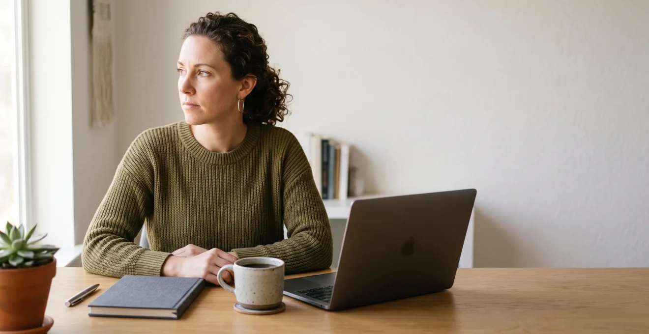 Une personne travaille avec concentration sur son ordinateur portable dans un bureau lumineux, symbolisant la construction d'un revenu complémentaire grâce au blogging.