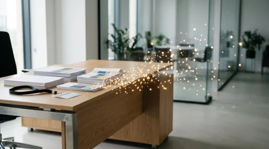 Bureau de dirigeant illustrant la transition entre le marketing traditionnel et le marketing digital